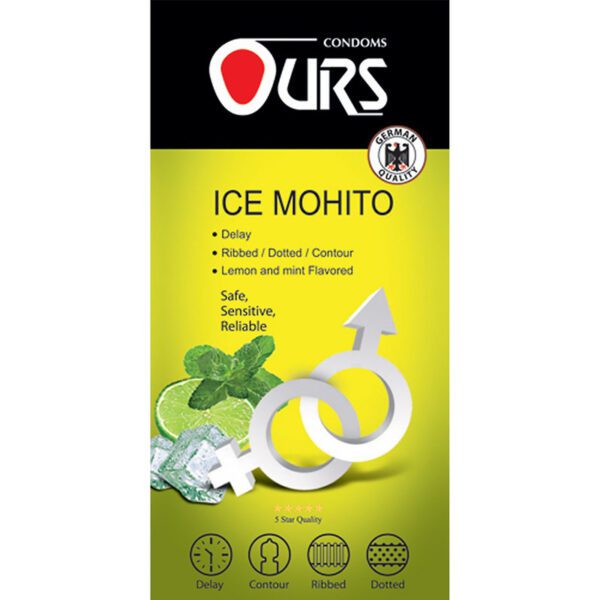 کاندوم تاخیری Ours مدل Ice Mohito بسته 12عددی